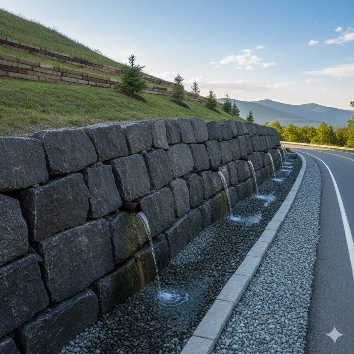 Strong Retaining Walls with Proper Drainage and Engineering